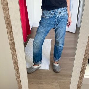 R13 fold over cropped jeans